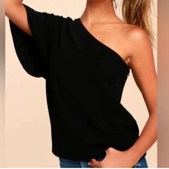 Lulus Tops - LuLu's 'ONTO SOMETHING BLACK ONE-SHOULDER TOP'